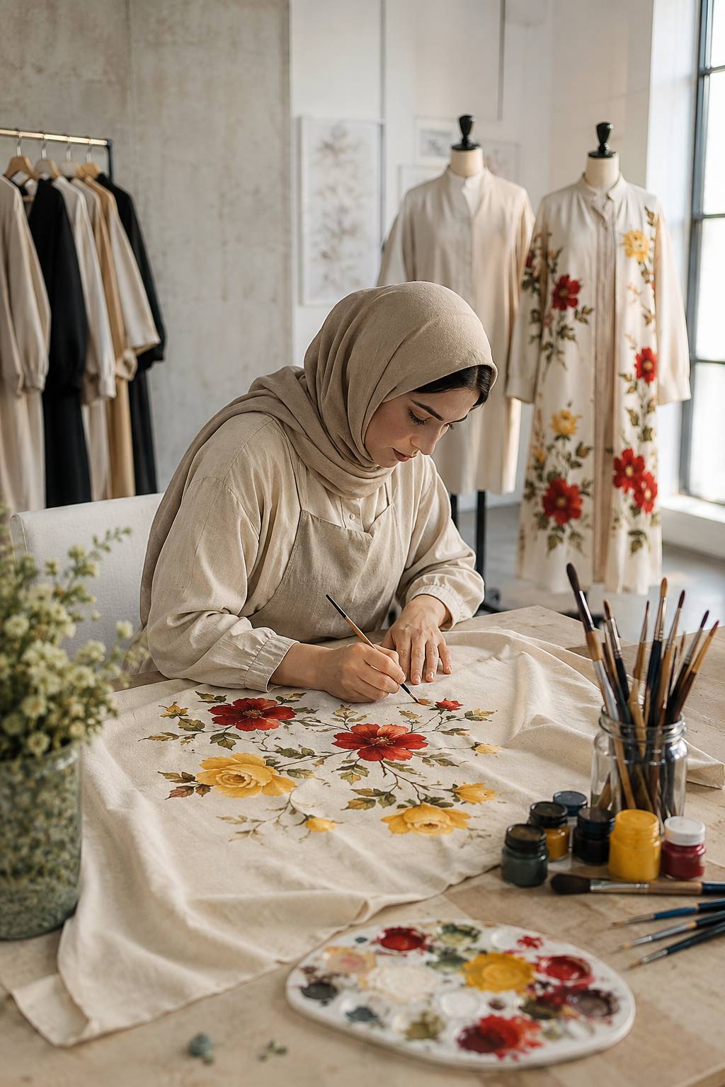 نقاشی روی پارچه چیست؟ راهنمای جامع انتخاب پارچه، رنگ، زیرسازی، تثبیت و نگهداری لباسهای نقاشیشده