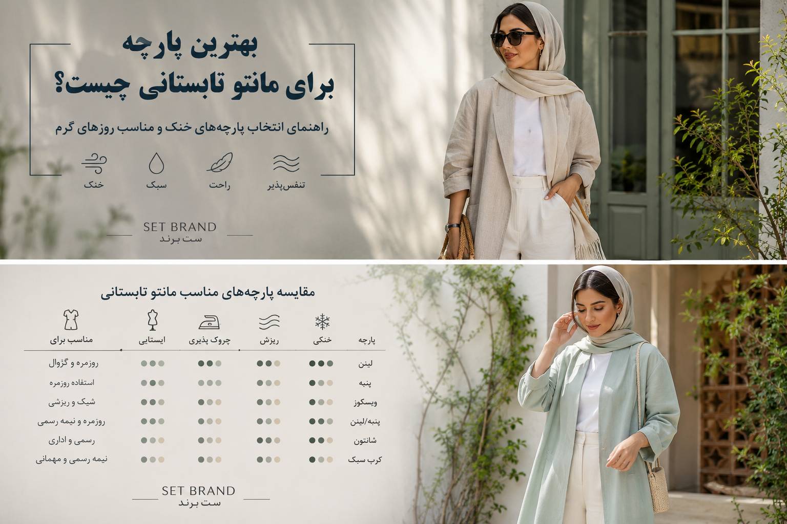 بهترین پارچه برای مانتو تابستانی چیست؟ مقایسه پارچههای خنک و مناسب روزهای گرم