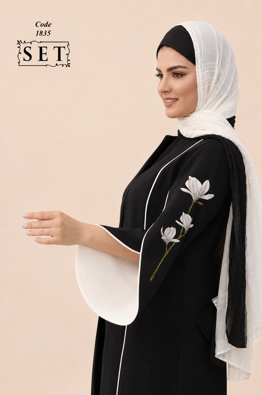 مانتو مزون دوز مجلسی مدل لوتوس رنگ سفید برند SET