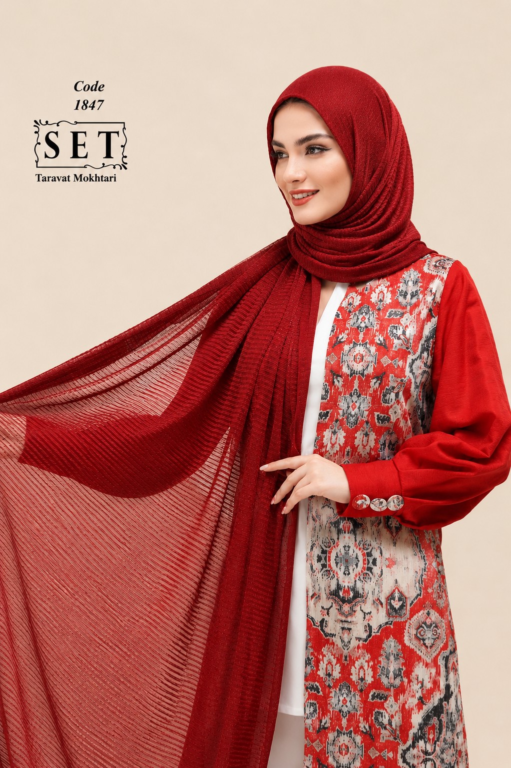 مانتو مزون دوز مدل باران طرح ترنج برند SET