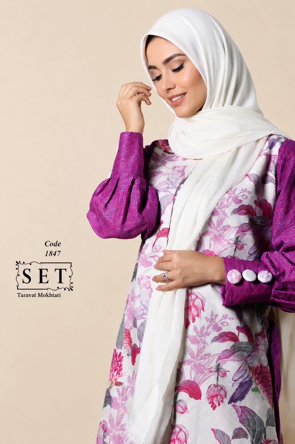 مانتو مزون دوز مدل باران طرح هانا برند SET