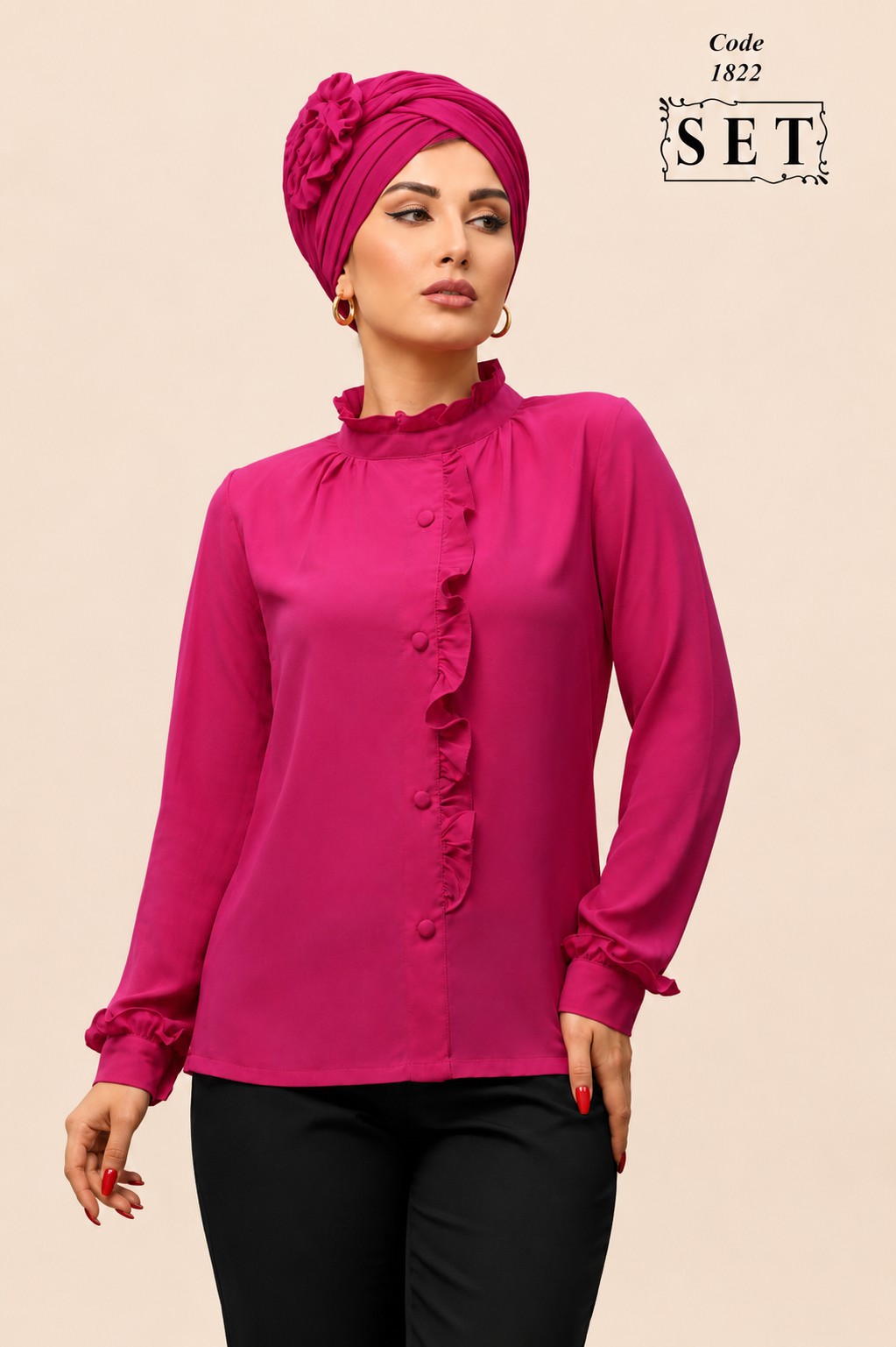شومیز مدل الماس رنگ سرخابی برند SET