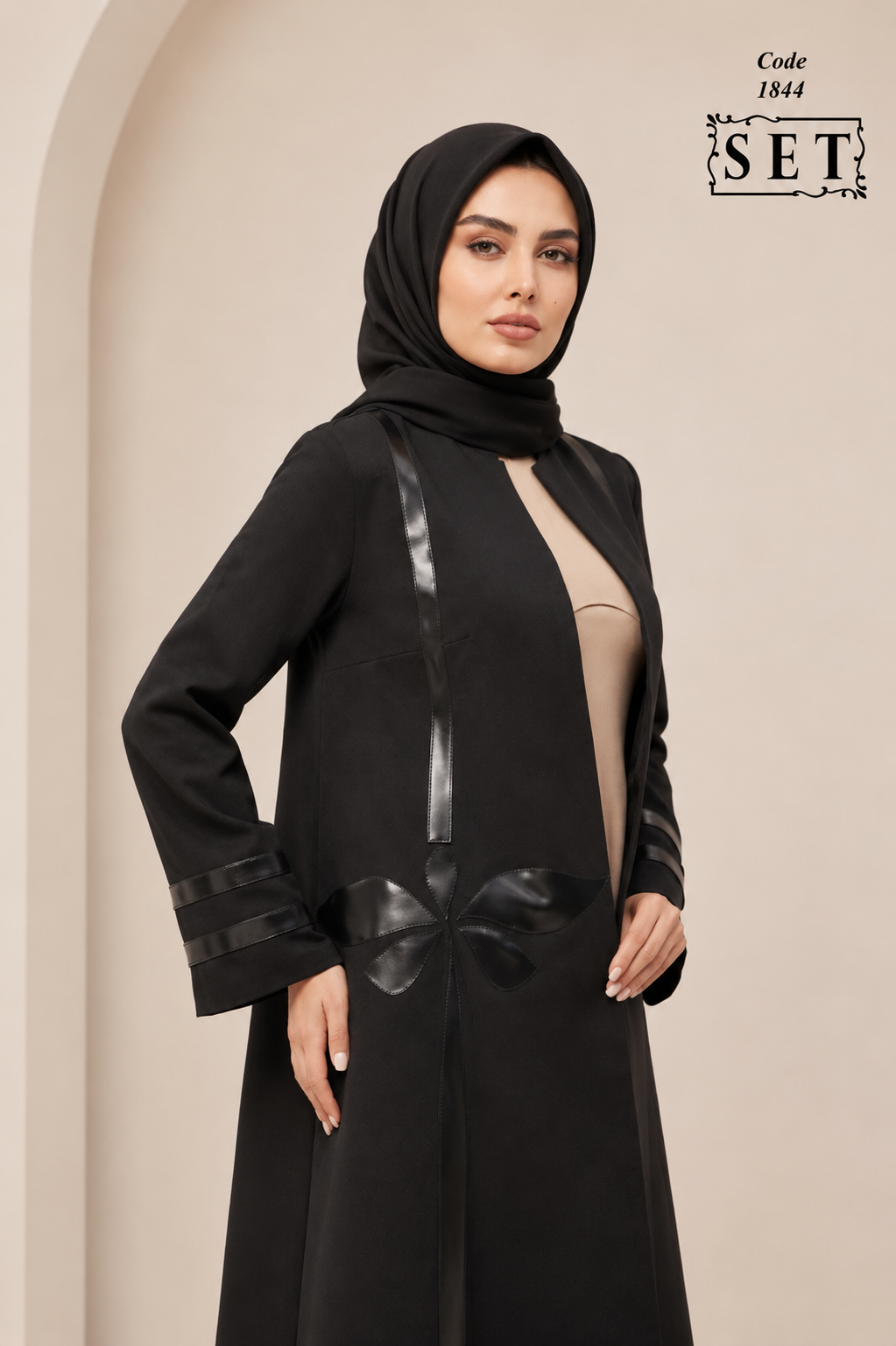 مانتو مدل سنجاقک رنگ مشکی برند SET