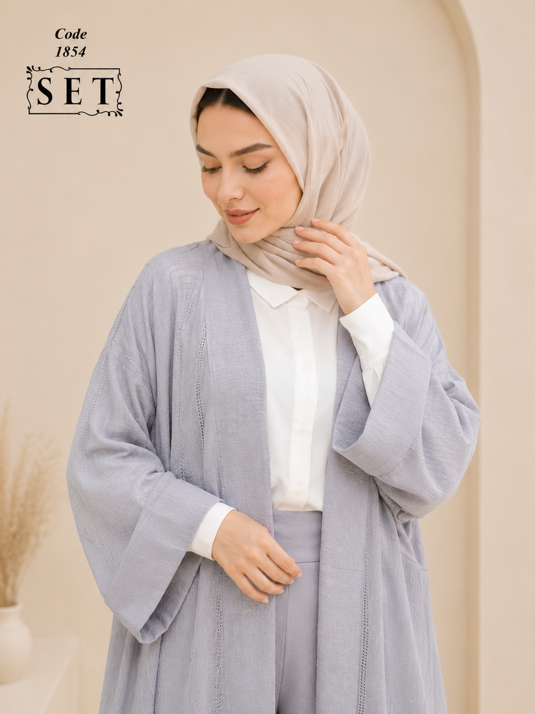 ست غیررسمی مدل دلوین رنگ طوسی برند SET
