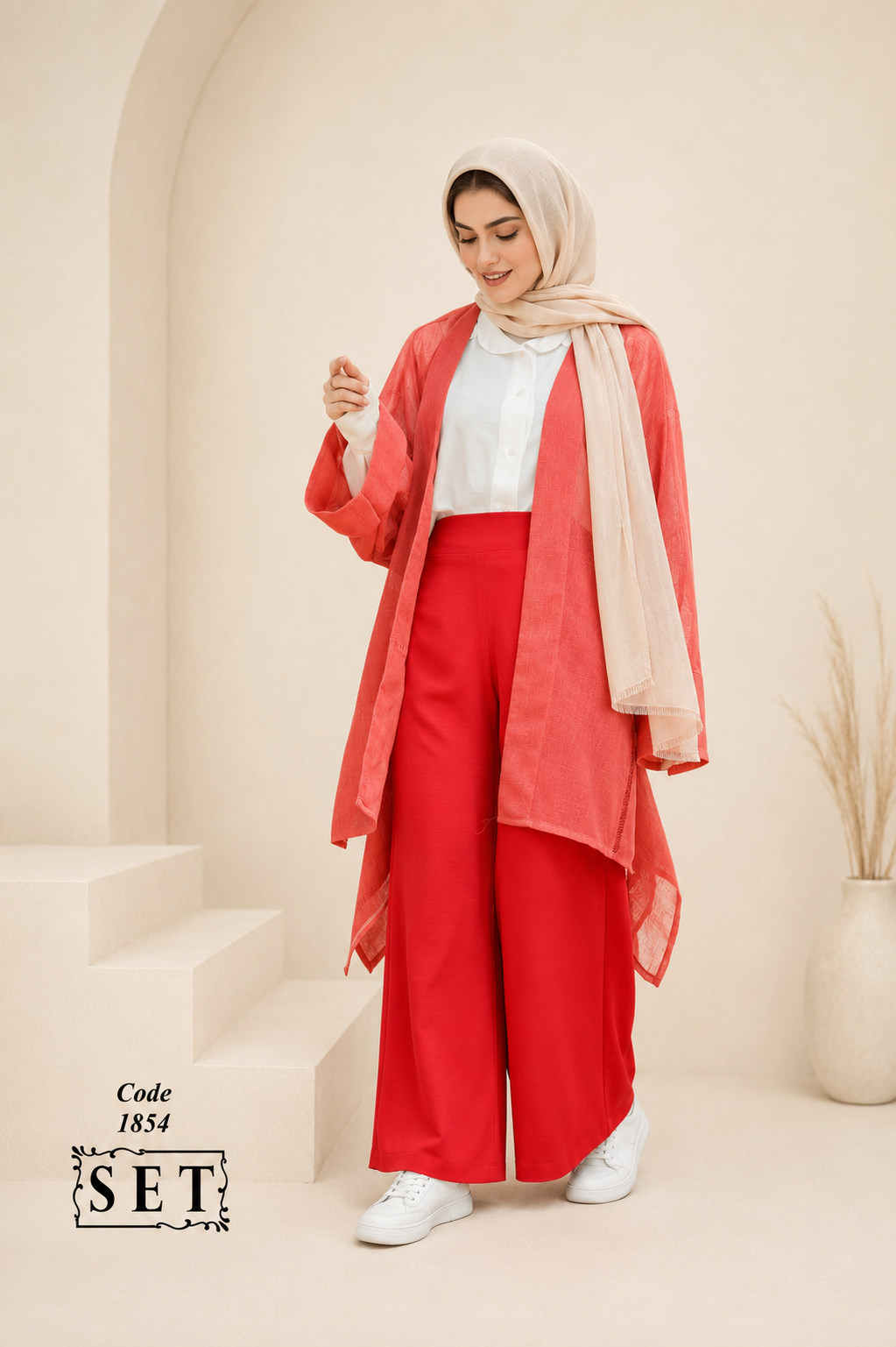 ست غیررسمی مدل دلوین رنگ آجری برند SET