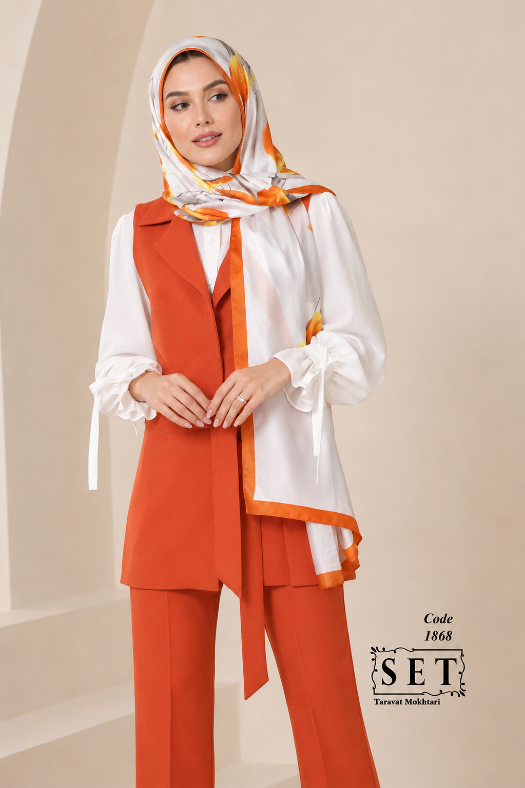 ست کلاسیک مدل الیسا رنگ آجری برند SET