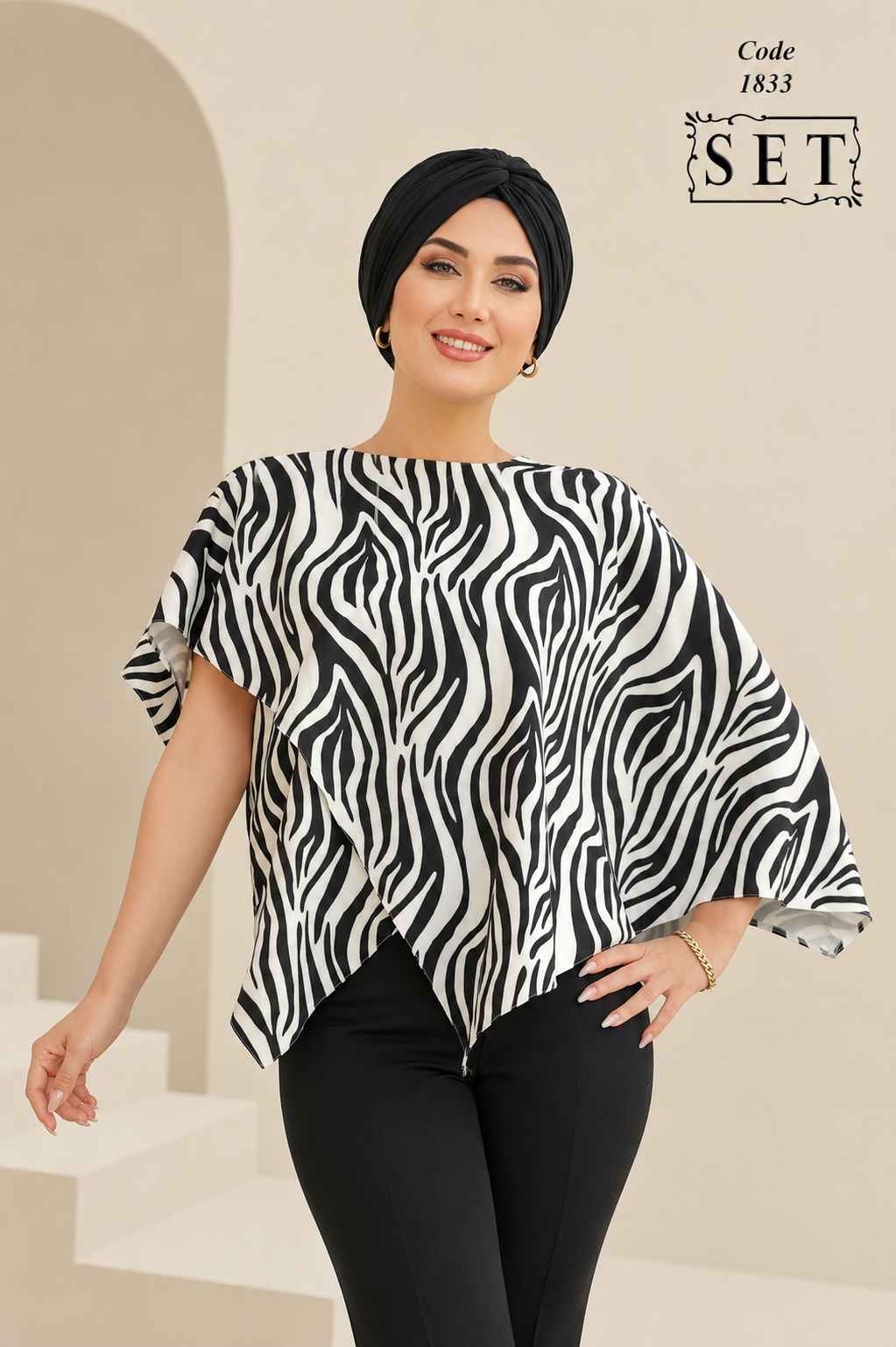 شومیز مجلسی مدل مهشید طرح زبرا برند SET
