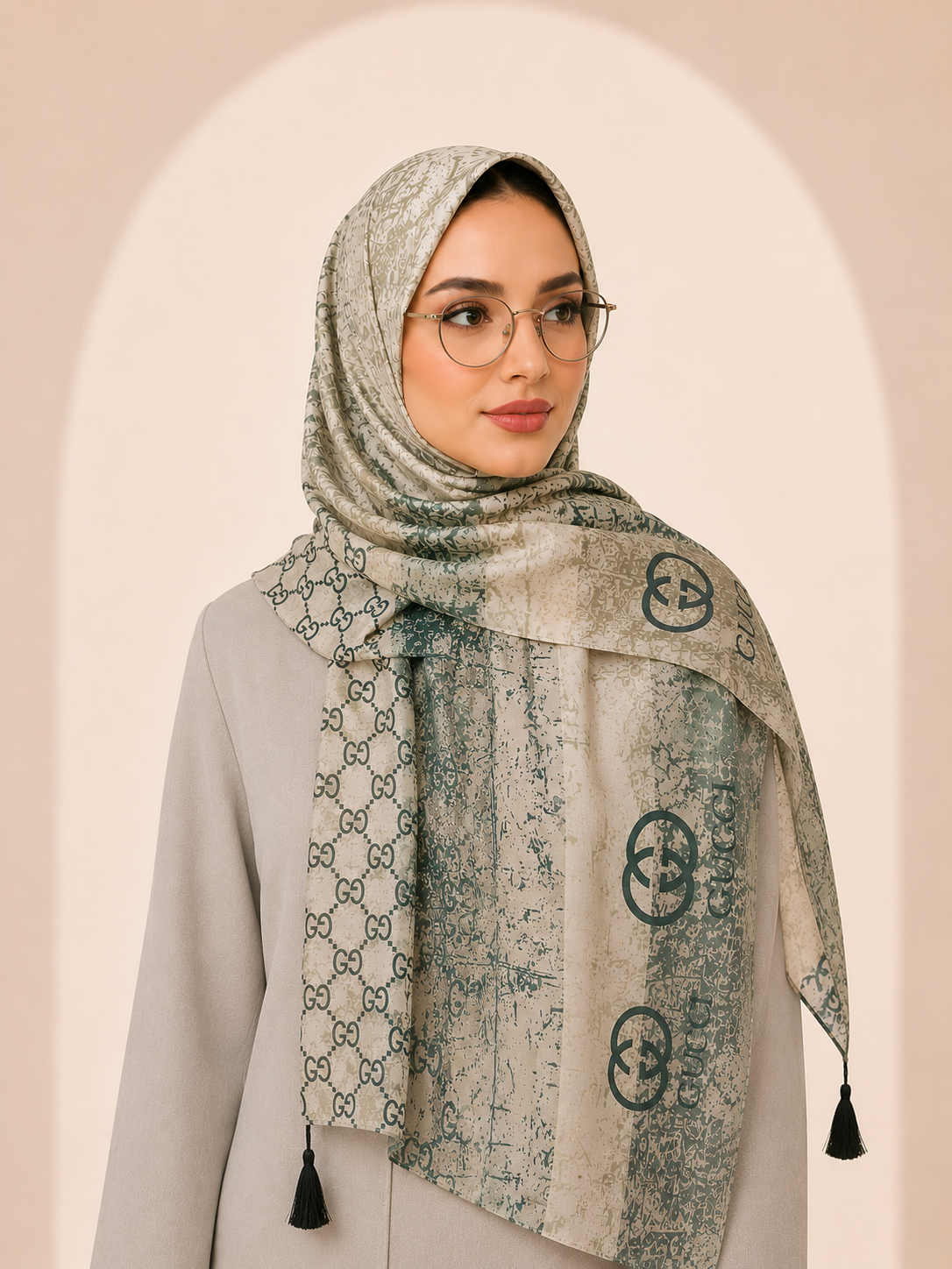 شال گوچی رنگ سدری بژ