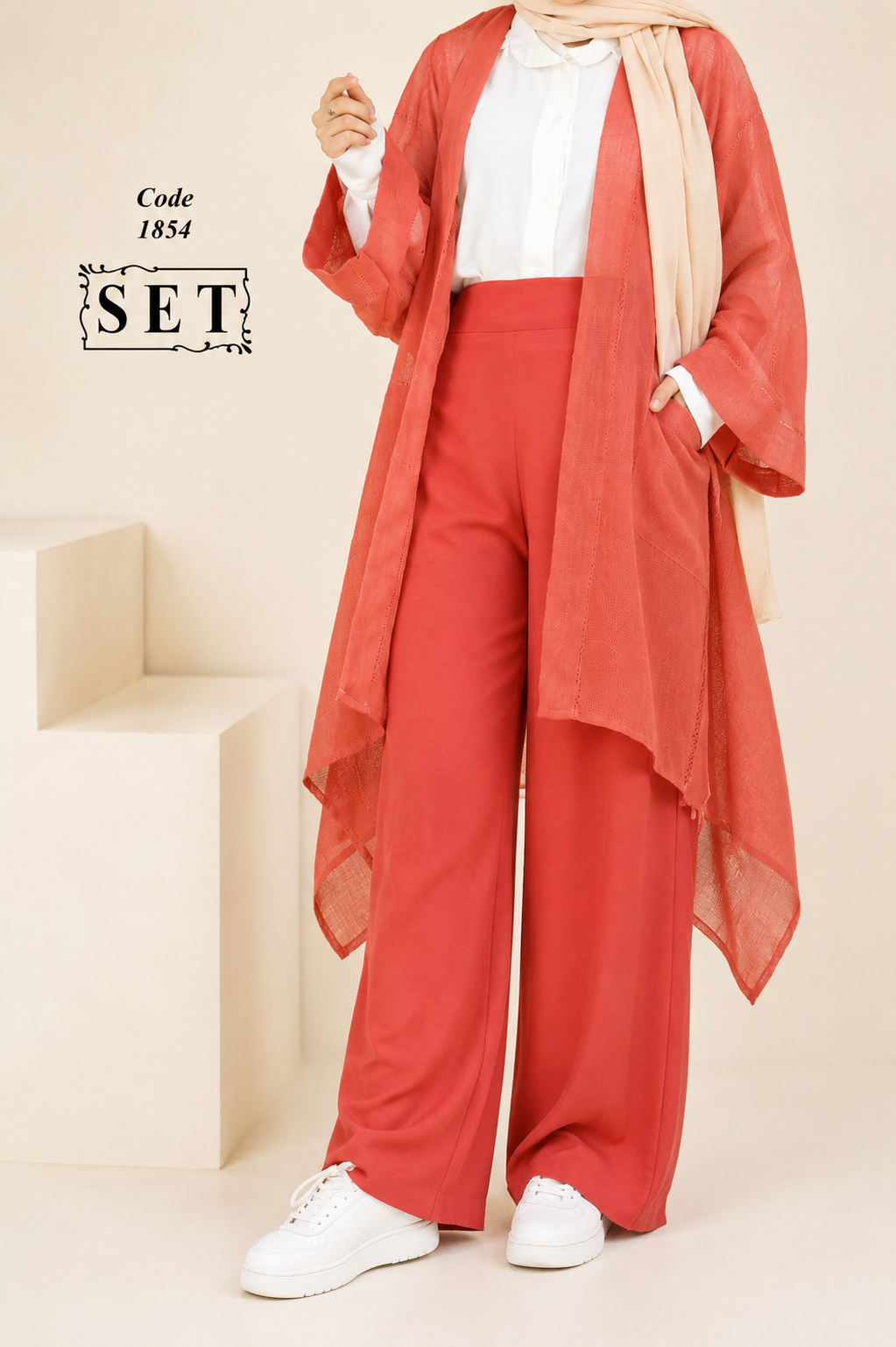 ست غیررسمی مدل دلوین رنگ آجری برند SET