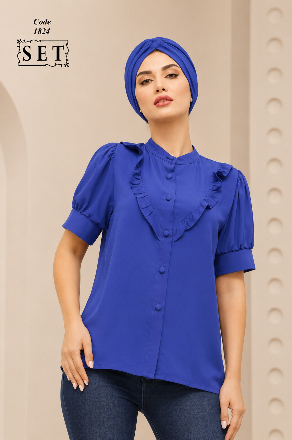 شومیز مدل زمرد رنگ کاربنی برند SET