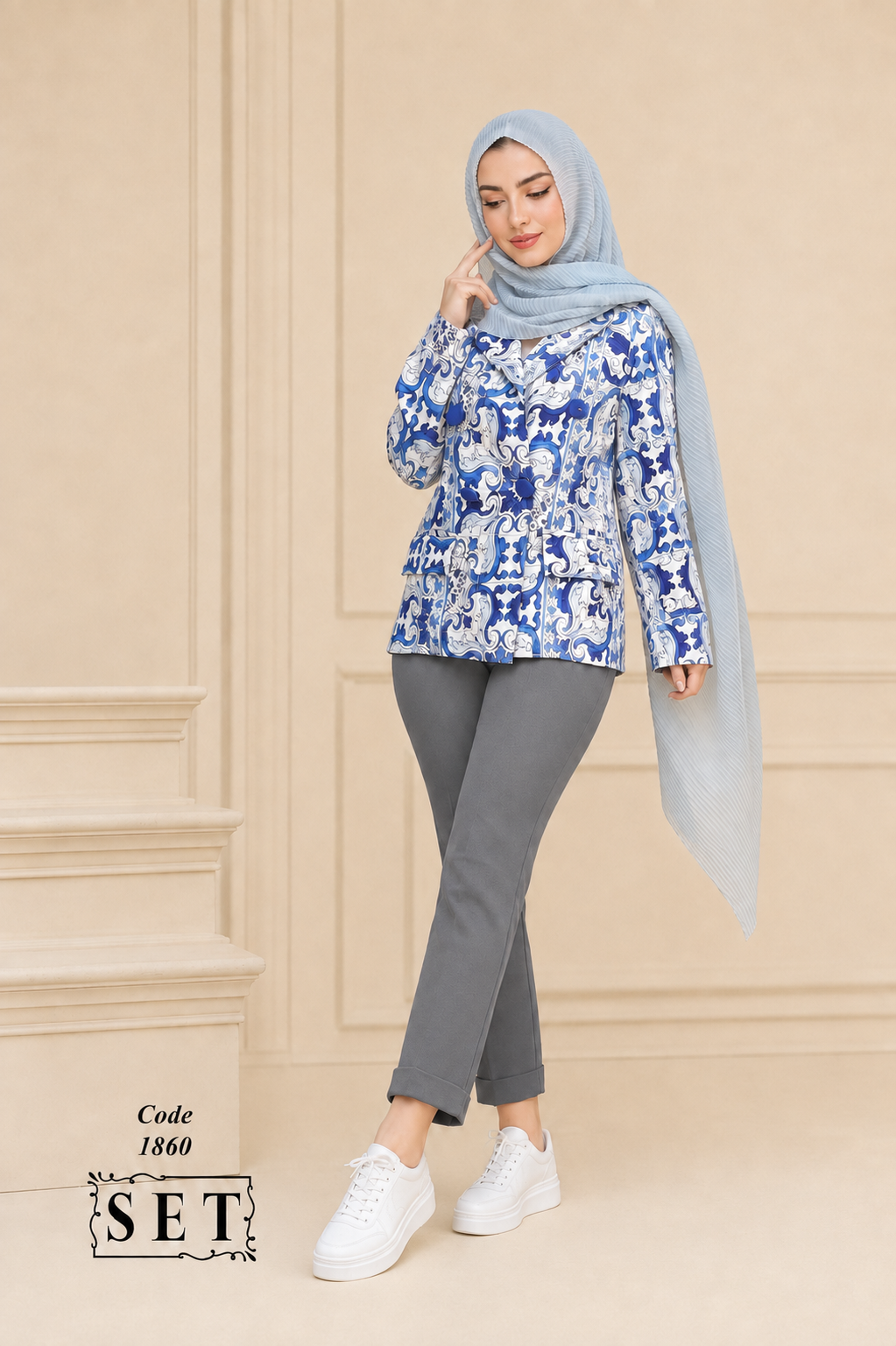 شلوار مدل ماهریس رنگ طوسی برند SET