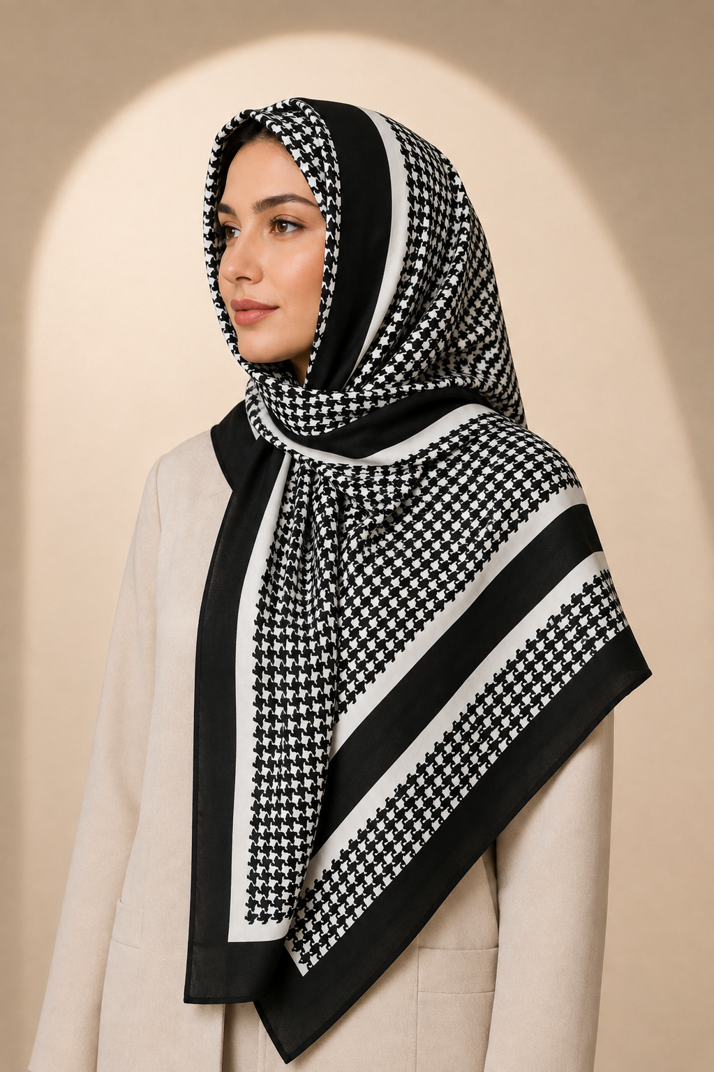 شال روزمره طرح پیرودوپل رنگ مشکی