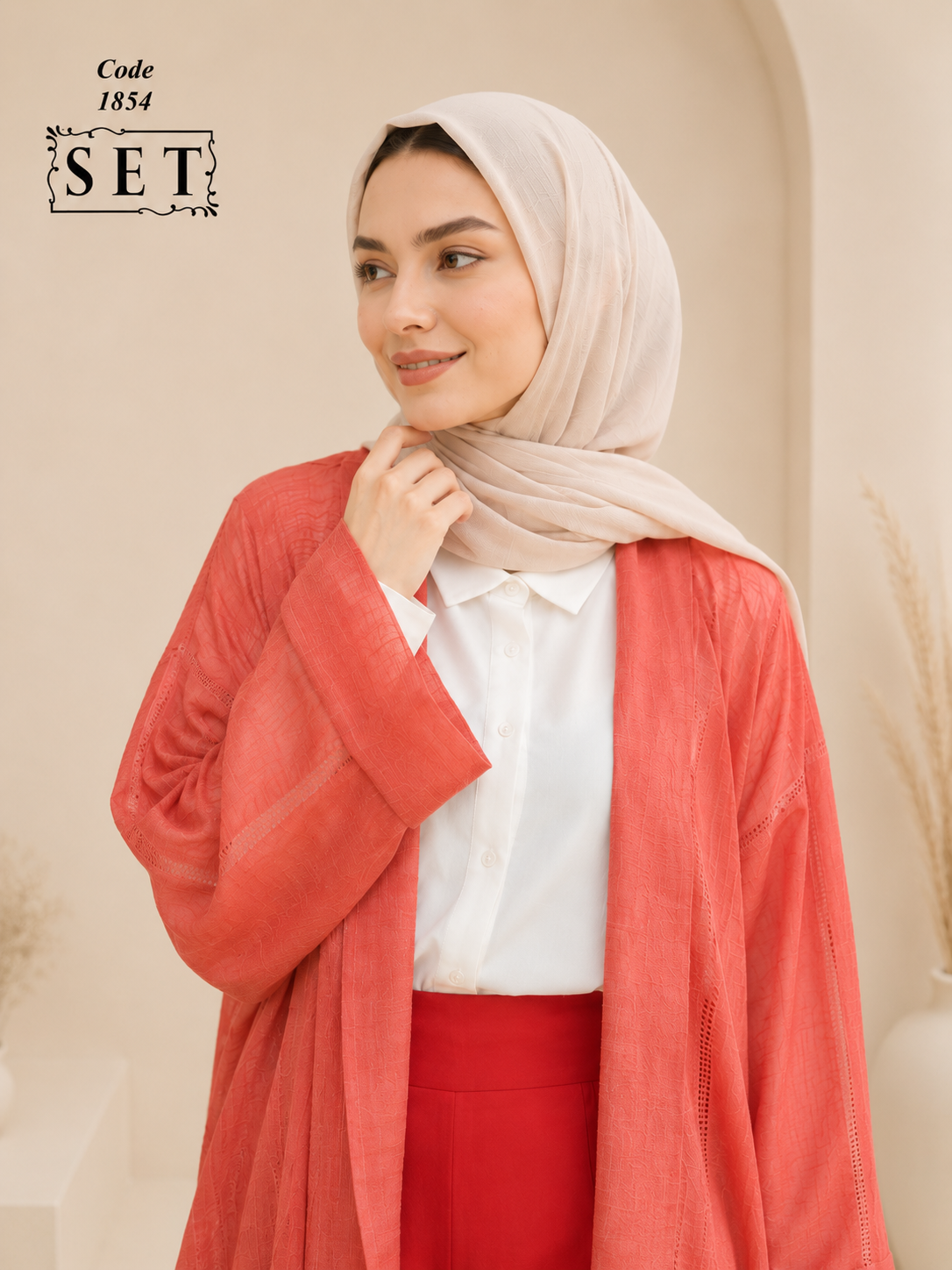 ست غیررسمی مدل دلوین رنگ آجری برند SET
