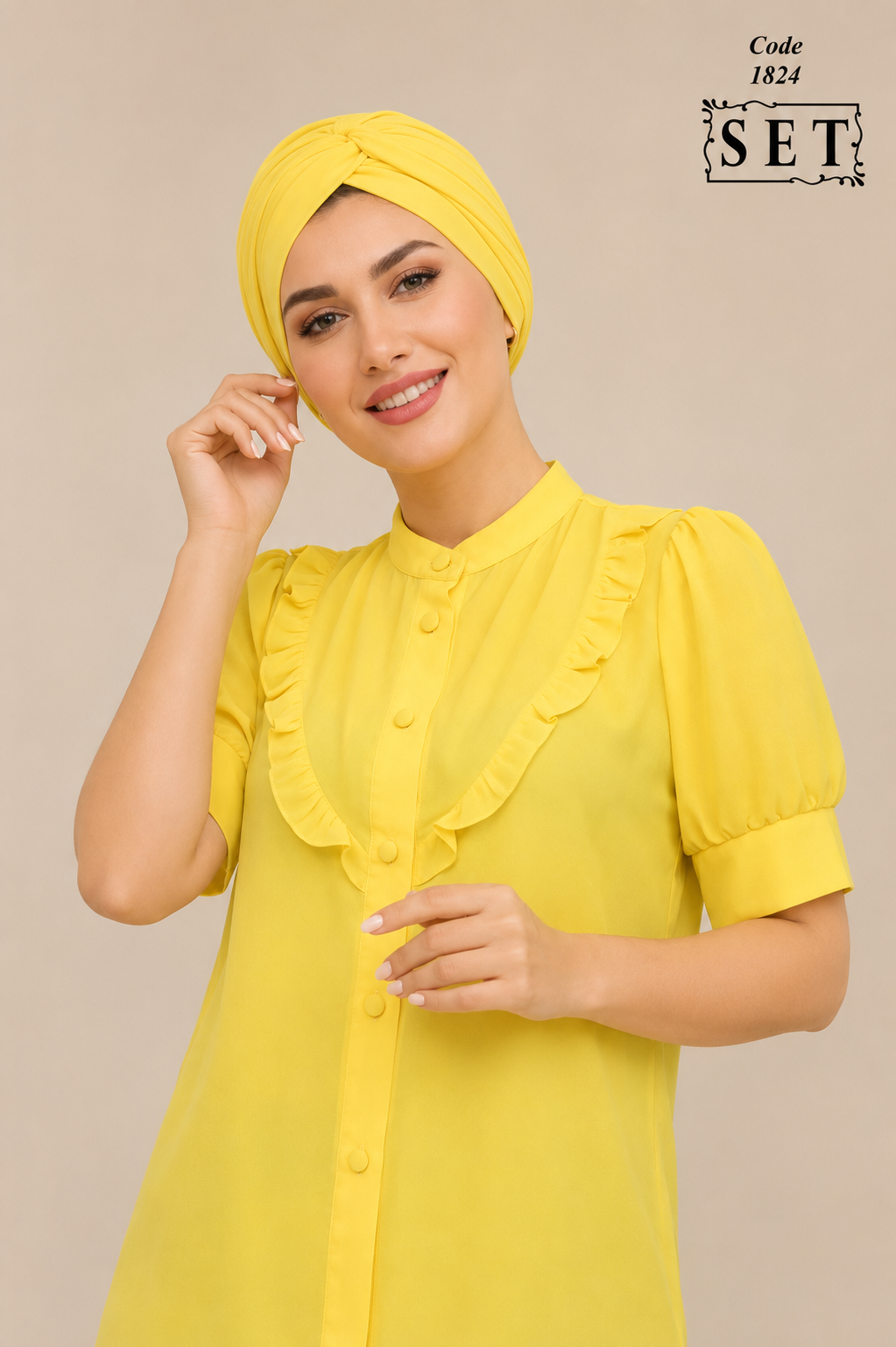 شومیز مدل زمرد رنگ زرد کهربایی برند SET