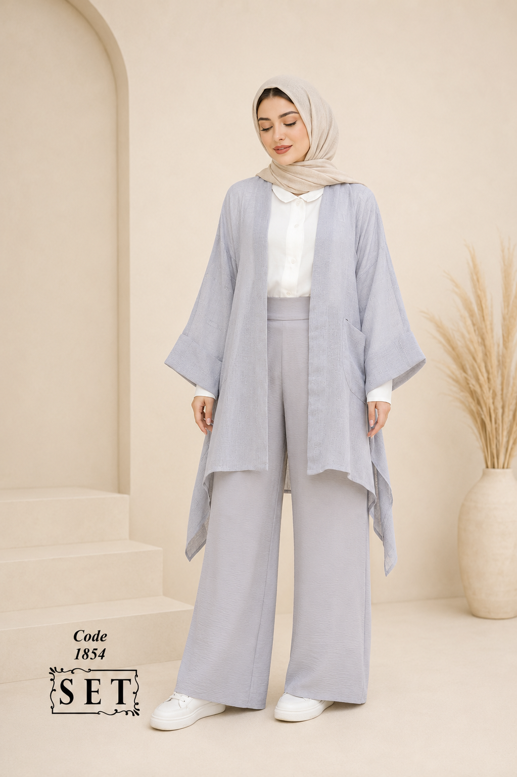 ست غیررسمی مدل دلوین رنگ طوسی برند SET
