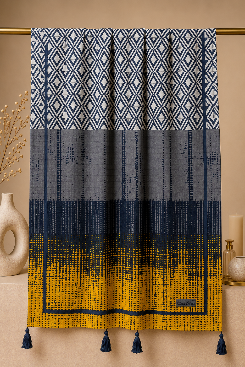 شال هندسی رنگ زرد