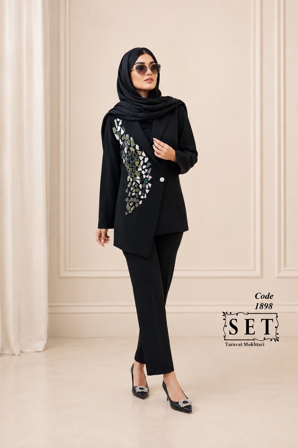کت و شلوار مجلسی رنگ مشکی مدل مهیاس برند SET