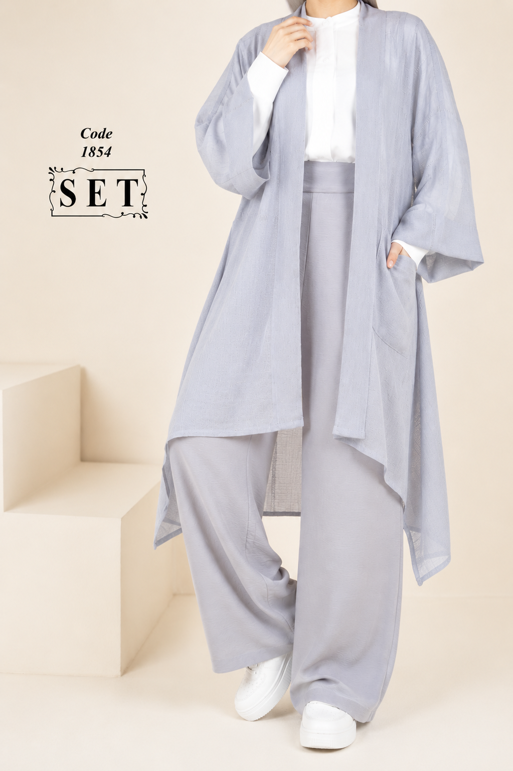 ست غیررسمی مدل دلوین رنگ طوسی برند SET