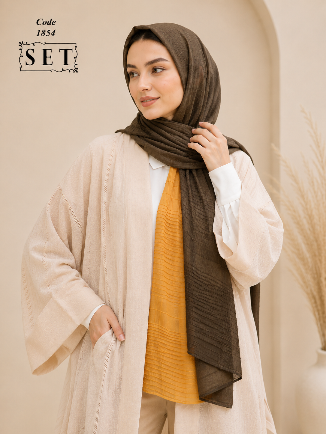 ست غیررسمی مدل دلوین رنگ کرم برند SET