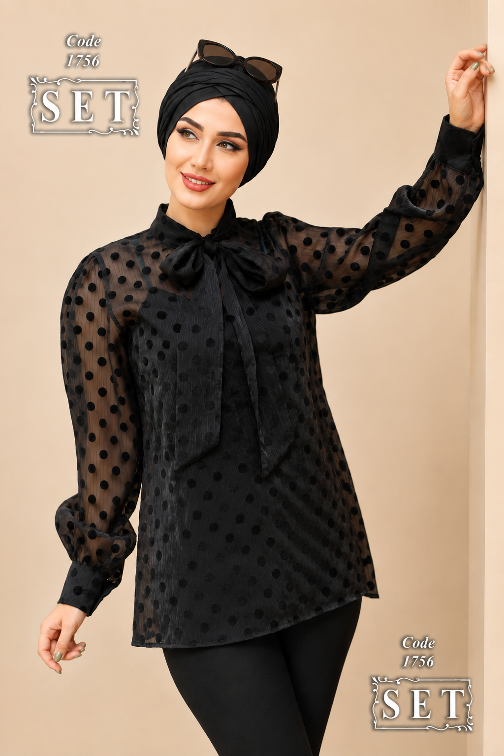 شومیز مجلسی مدل کمند رنگ مشکی برند SET