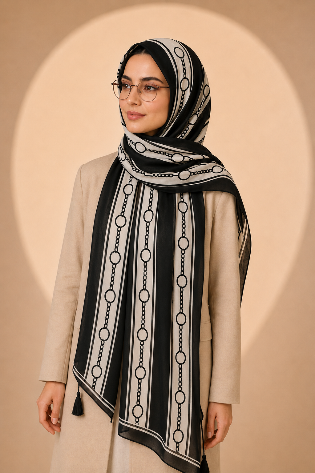 شال طرح حلقه رنگ مشکی